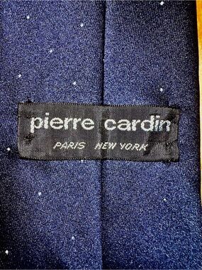 Pierre Cardin Navy Tie with night sky star Dots vintage like new